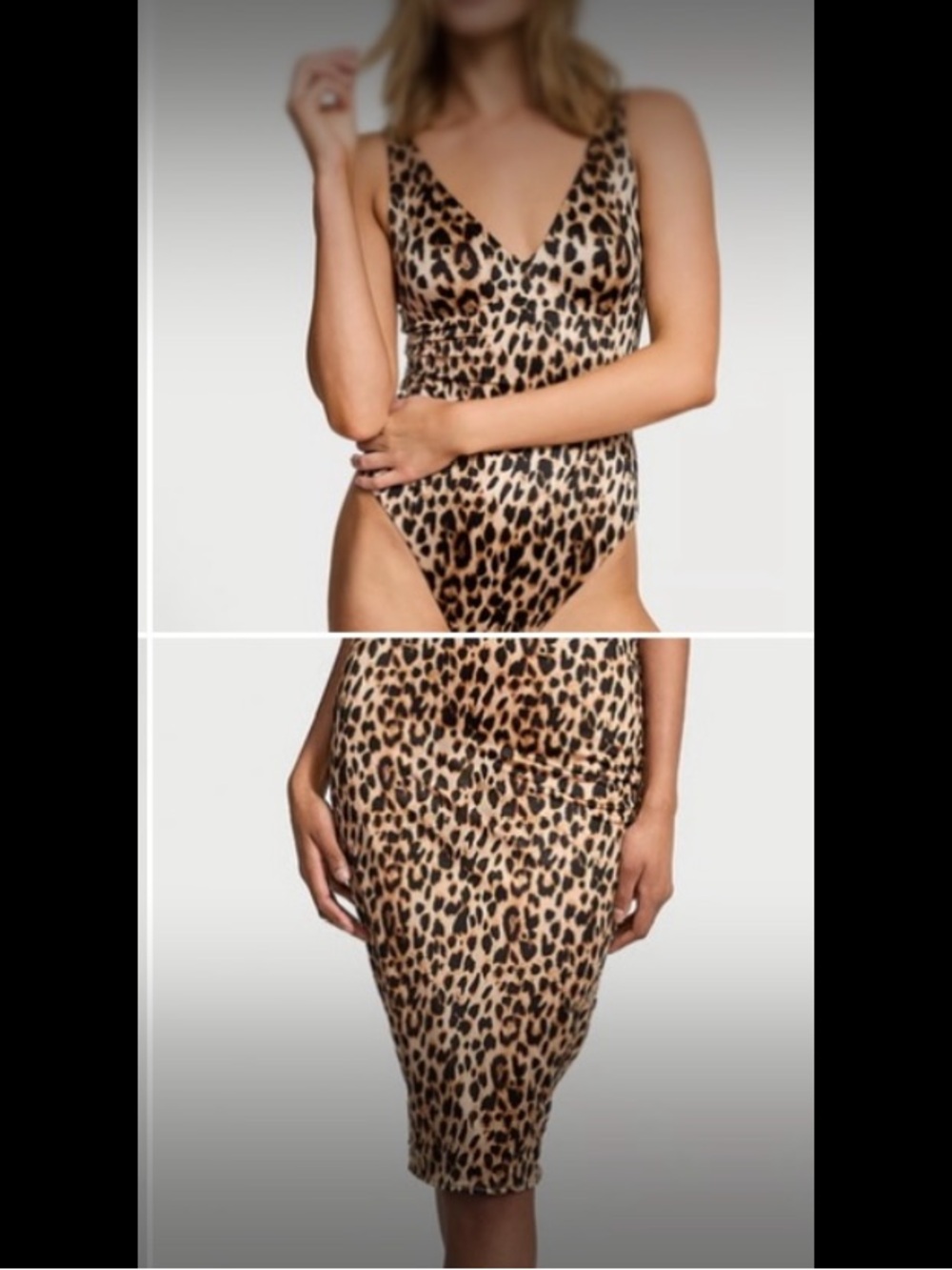Victoria's Secret SO SLEEK* leopard bodysuit and skirt set